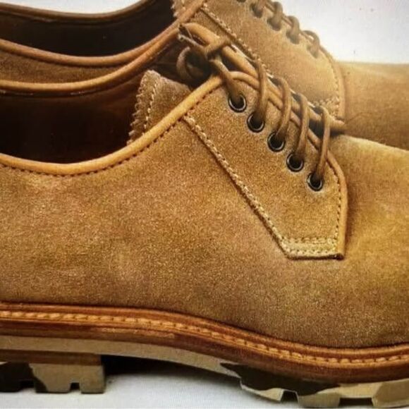 Men’s Aquatalia James Derby Tan Suede Leather Lace-up Shoes Italy- US 11.5 main image 4